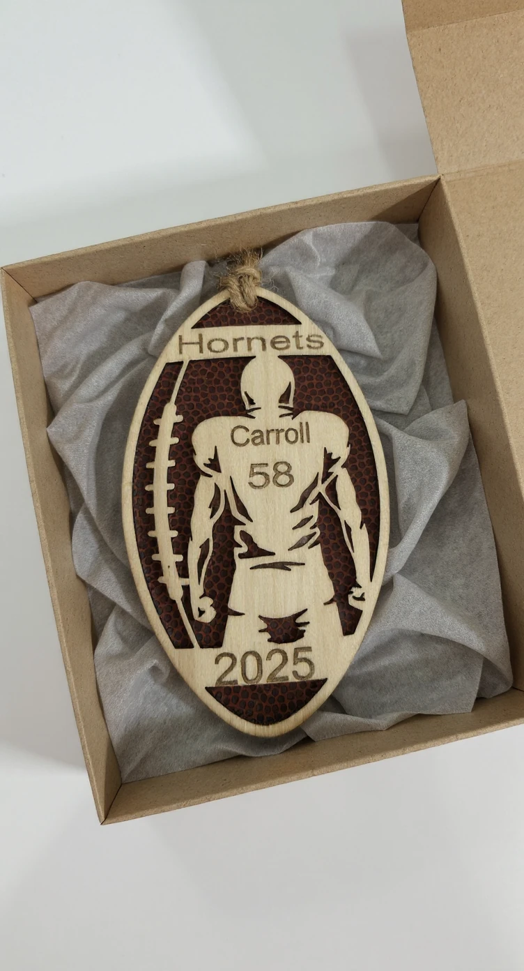 Football Team Ornament - Power Stance — shop laser engraved product