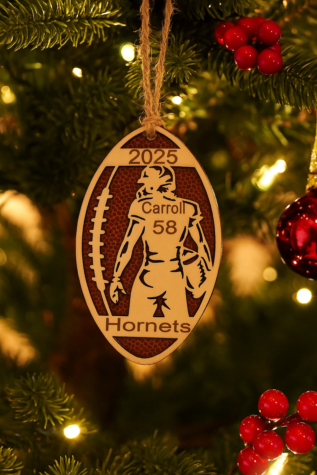Football Team Ornament - Winners Stance — shop laser engraved product